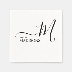 Black and White Personalised Monogram and Name Nap Napkin
