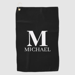 Black and White Personalised Monogram Golf Towel