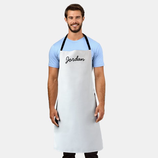 Black and white Personalised Name Apron (Worn)