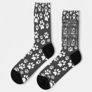 Black and White Personalised Socks - Pet Picture