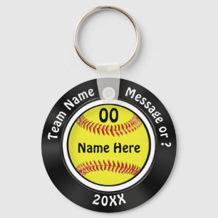 Black and White Personalised Softball Party Key Ring