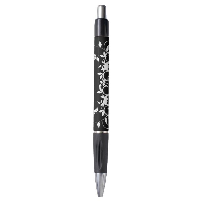 Black and White - Personalised Wedding Favour Pens (Front Vertical)