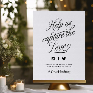 Black and White Personalised Wedding Hashtag Sign