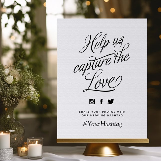 Black and White Personalised Wedding Hashtag Sign (Creator Uploaded)