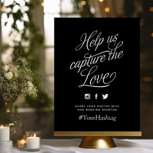Black and White Personalised Wedding Hashtag Sign