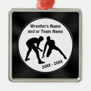Black and White Personalised Wrestling Ornaments