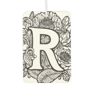 Black and White Personalized Ink Tattoo Flowers  Car Air Freshener