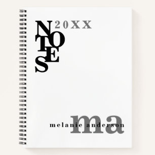 Black and White Personalized Modern Minimalist Notebook