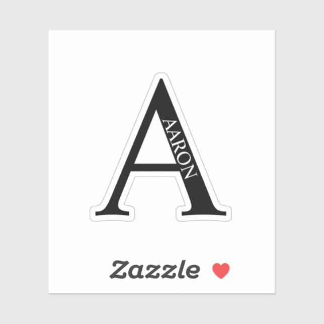 Black and White Personalized Monogram and Name (Sheet)