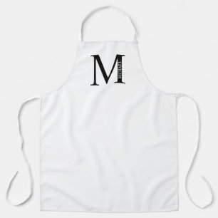 Black and White Personalized Monogram and Name Apr Apron
