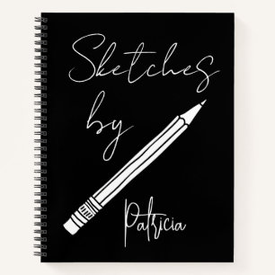 Black And White Personalized Name Artist Sketch Notebook