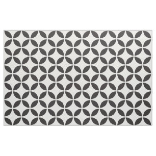 Black and White Petals Fabric