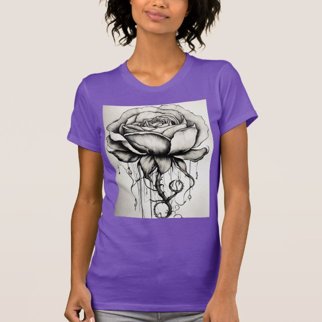 "Black and white Petals" Women's Bella Canvas Tee  (Front)