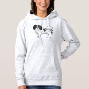 Black And White Phalène Adorable Dog Design Hoodie