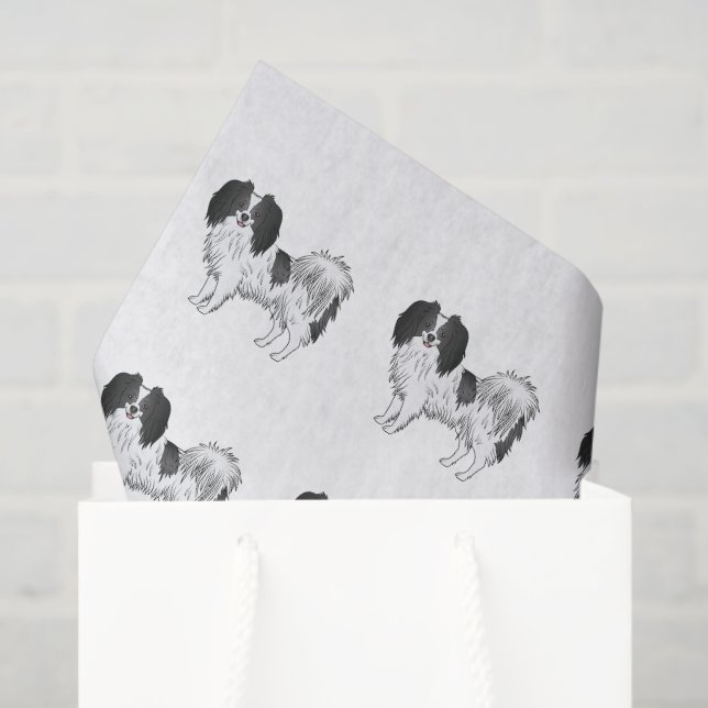 Black And White Phalène Cartoon Dogs Pattern Tissue Paper (Gift Bag)