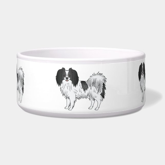 Black And White Phalène Cute Cartoon Dogs (Front)