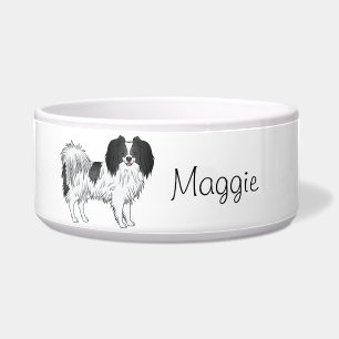 Black And White Phalène Dog With Personalised Name