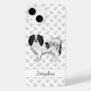 Black And White Phalène With Paws And Custom Name Case-Mate iPhone 14 Case