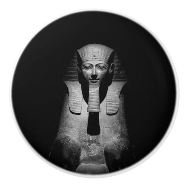Black and white pharaoh king ceramic knob (Front)