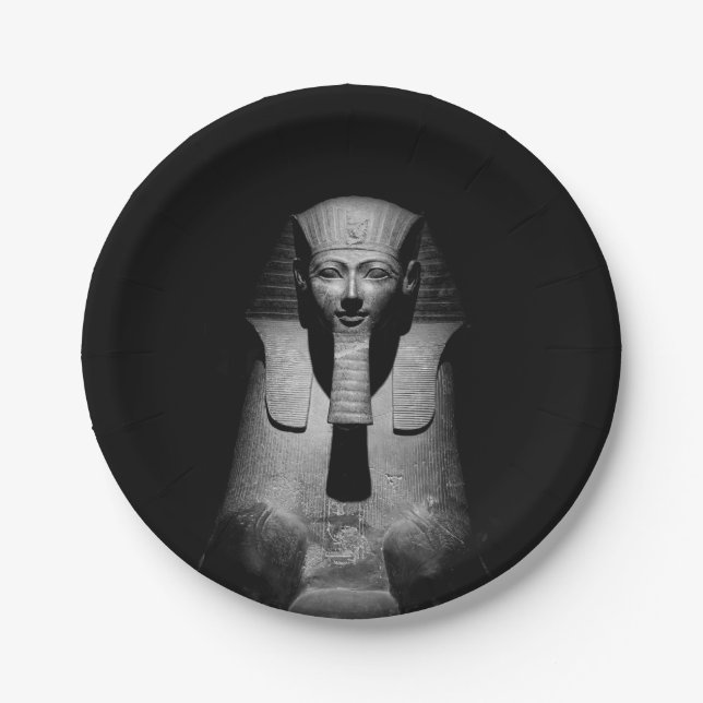 Black and white pharaoh king paper plate (Front)