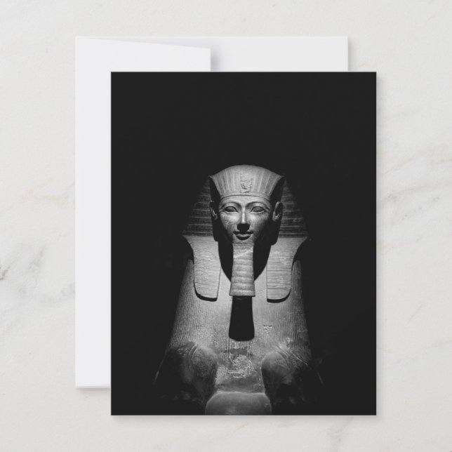 Black and white pharaoh king RSVP card (Front)