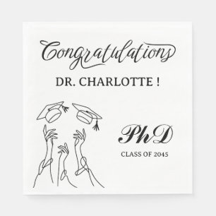 Black and White PhD Graduation Party Napkin
