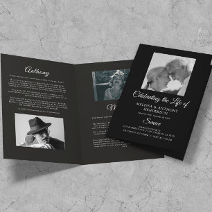 Black and White Photo 2 Person Memorial Program