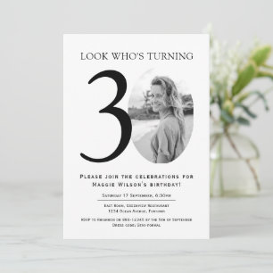 Black and White Photo 30th Birthday Invitation
