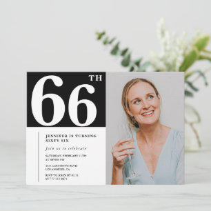 Black and White Photo 66th birthday Invitations 