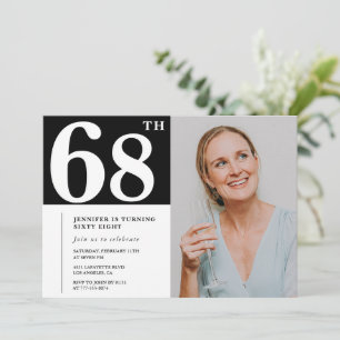 Black and White Photo 68th birthday Invitations 