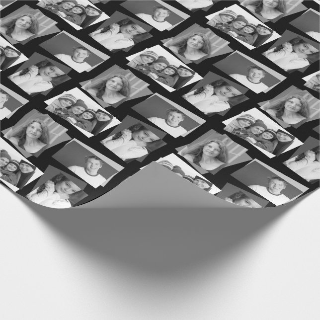 Black and White Photo Booth Collage Wrapping Paper (Corner)