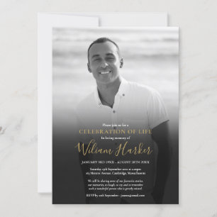 Black and White Photo Celebration of Life Funeral  Invitation