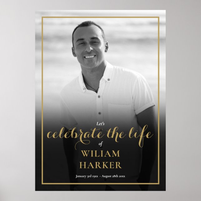 Black And White Photo Celebration of Life Sign (Front)