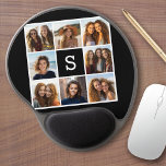 Black and White Photo Collage Custom Monogram Gel Mouse Mat<br><div class="desc">You can use Instagram photos for this design. Use 8 square photos to create a unique and personal gift. Or you can keep the hipster puppy and make a trendy keepsake. If you need to adjust the pictures,  click on the customise tool to make changes.</div>
