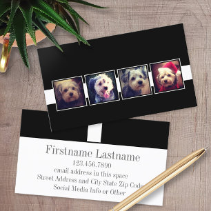 Black and White Photo Collage Squares Personalised Business Card
