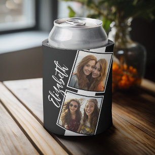 Black and White Photo Collage Squares Personalised Can Cooler