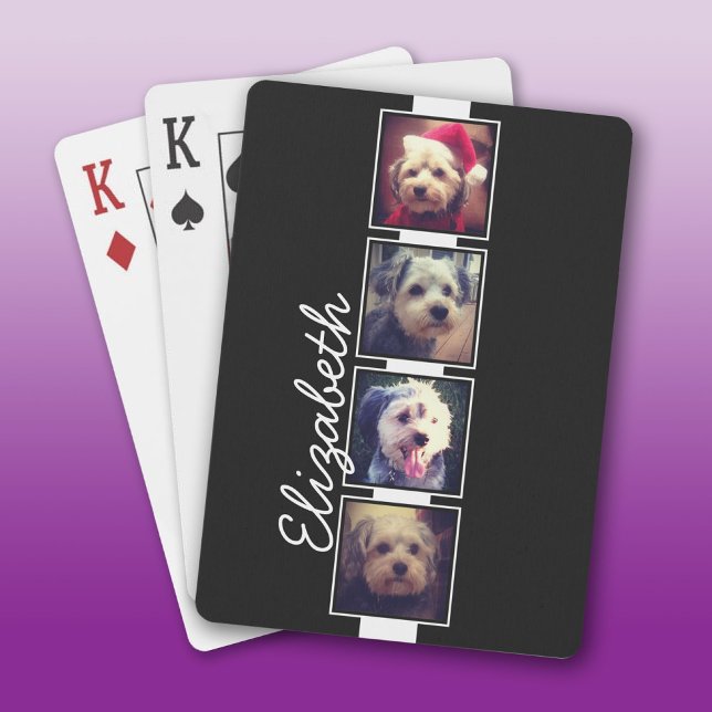 Black and White Photo Collage Squares Personalised Playing Cards (Custom Playing Cards)