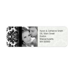 Black and White Photo Damask Address Labels