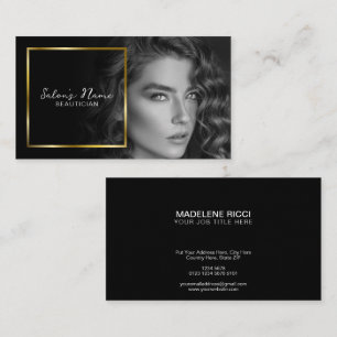 Black and White Photo   Elegant Gold Frame Business Card