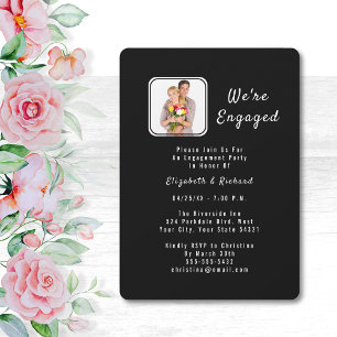 Black and White Photo Engagement Party Invitation