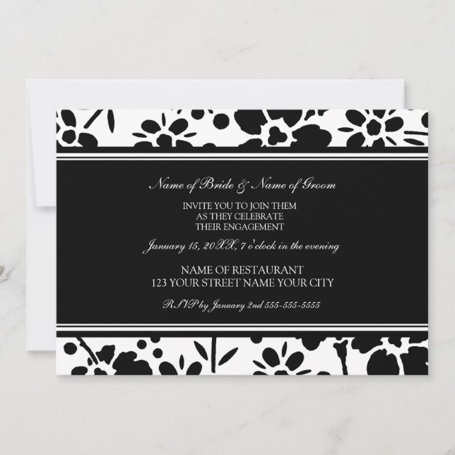 Black and White Photo Engagement Party Invitations (Front)