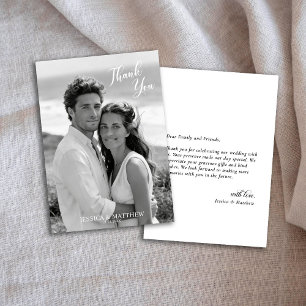 Black and White Photo Floral Thank You Card