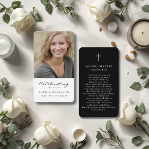 Black and White Photo Funeral Prayer Card