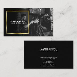 Black and White Photo   Gold Frame Business Card
