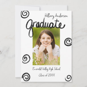 Black and White Photo Graduation Announcement