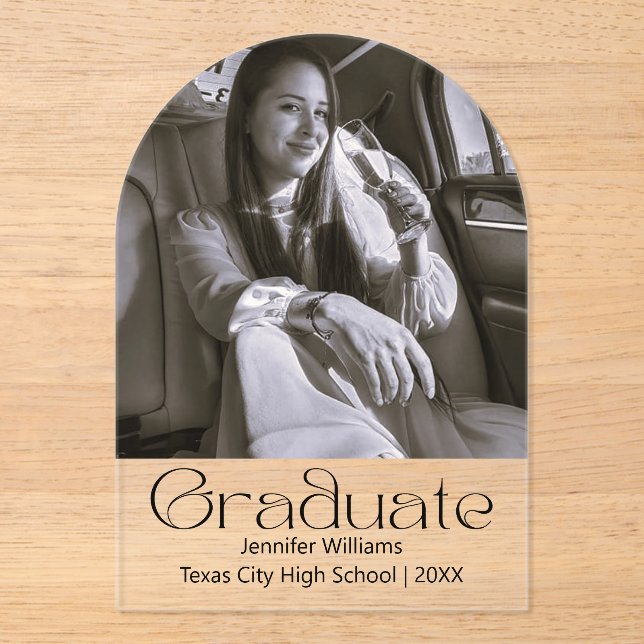 black and white photo graduation announcement  (Front)