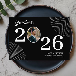Black and White Photo Graduation Party Invitation Postcard