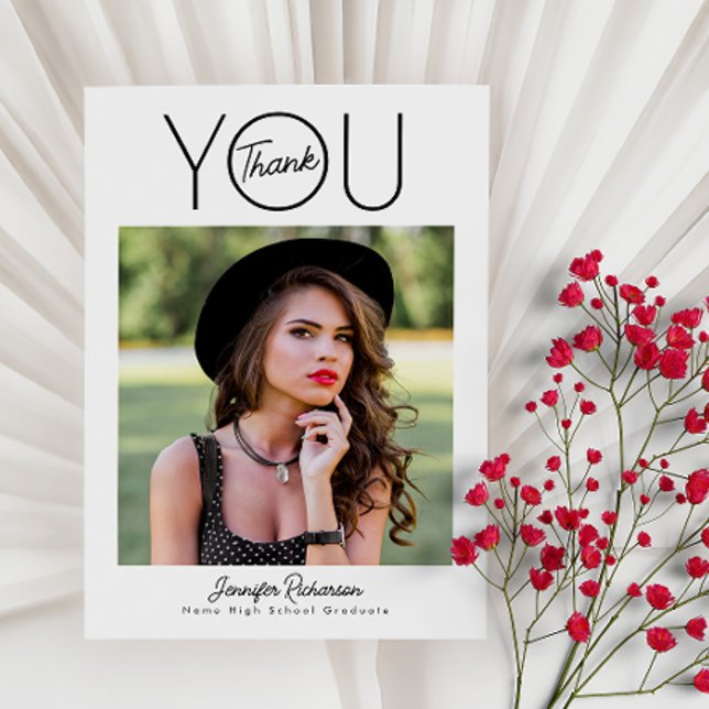 Black and White Photo Graduation Thank You Card (Creator Uploaded)
