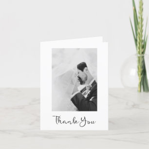 Black and White Photo Handwritten Style Simple Thank You Card