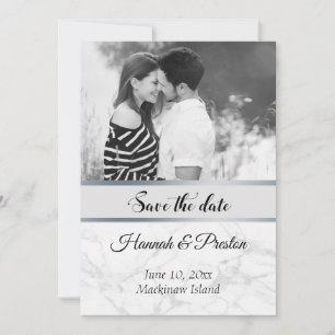 Black and White Photo Marble Save the Date